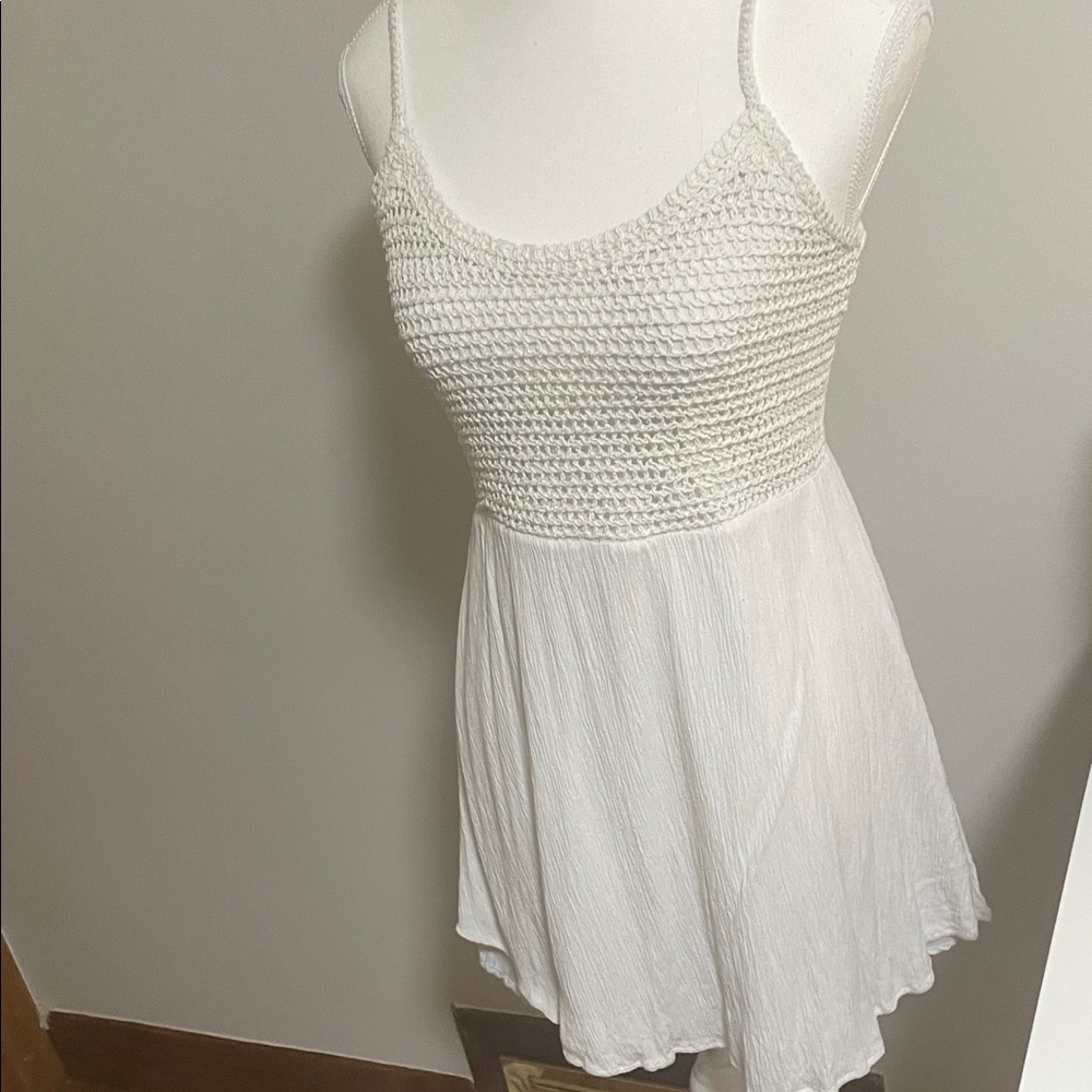 Garage White Crochet Top Dress